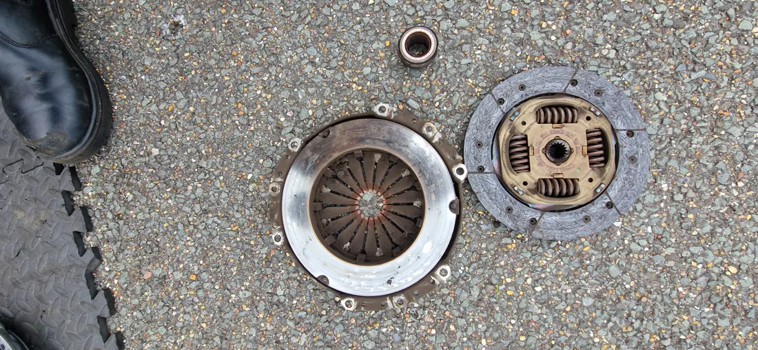 Old clutch removed from a car
